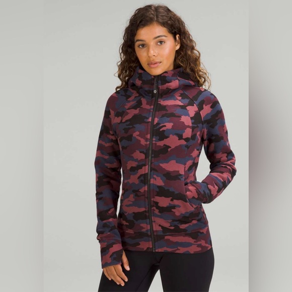 Lululemon Scuba Full-Zip HoodieHeritage 365 Camo Smoky Red Night Sea - Size 4 - Picture 1 of 8